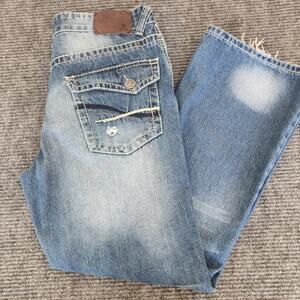 CJ Black Mens 34x30 Blue Denim Jeans Straight Distressed